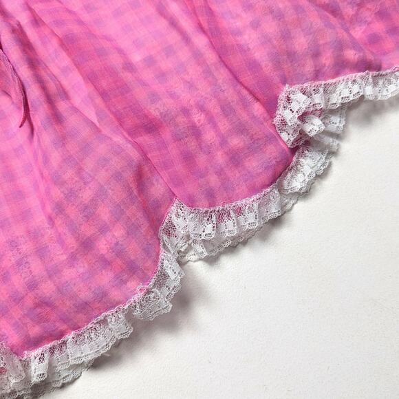 Vintage Bryan Dress Girls Size 18m Pink Semi Sheer Plaid Frilly Twirly - Picture 3 of 8